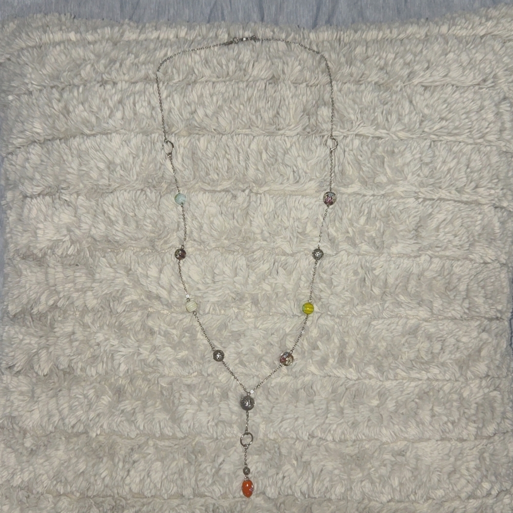 Nordstrom BP/Rachel Silver and Glass Bead Lariat Necklace